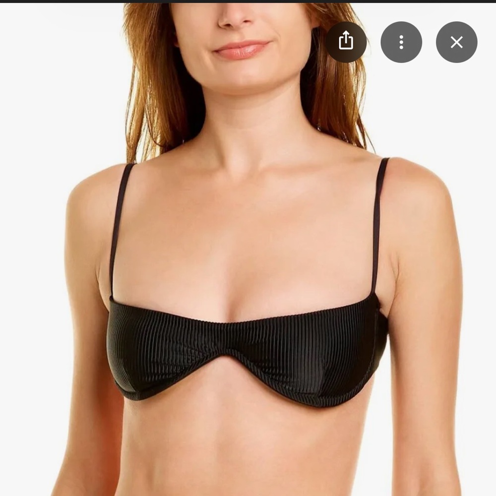 Frankie's Bikinis Tolly Black Ribbed Underwire Balconette Bikini - Picture 2 of 10